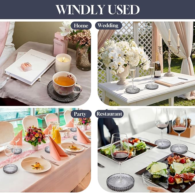 6 Pcs Glass Coasters with Holder Clear Drink Coasters Crystal Round Beverage - Image 7