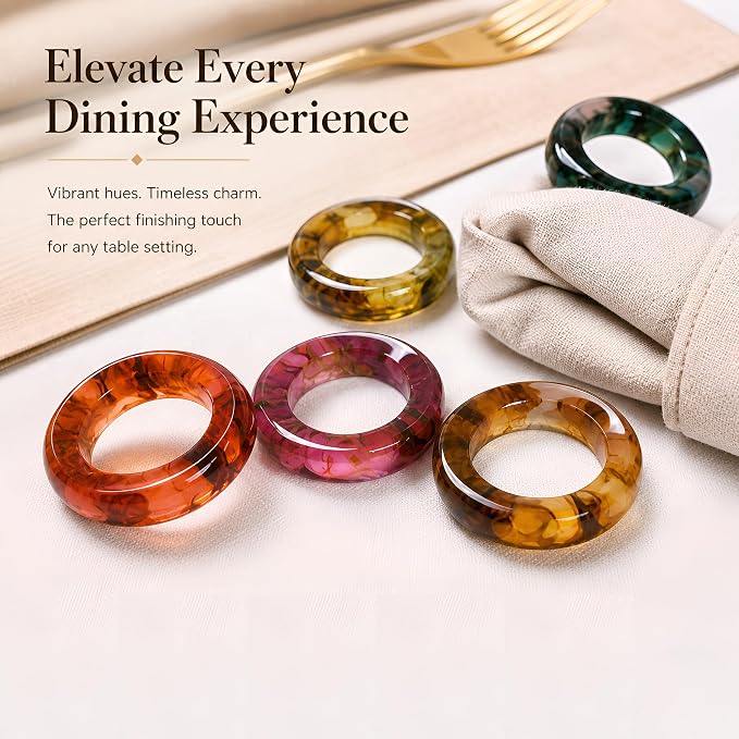 Unique Artisan Resin Napkin Rings Set of 36, Luxurious Modern Table Decor - Image 3