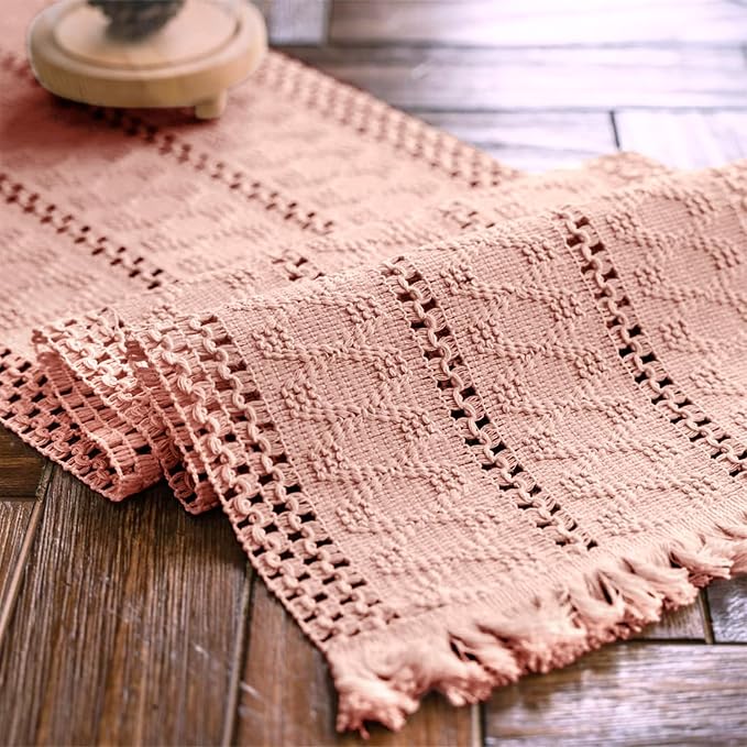 Macrame Table Runner Pure Pink Boho Table Runners by AlynsehomCreateaBetterLife
