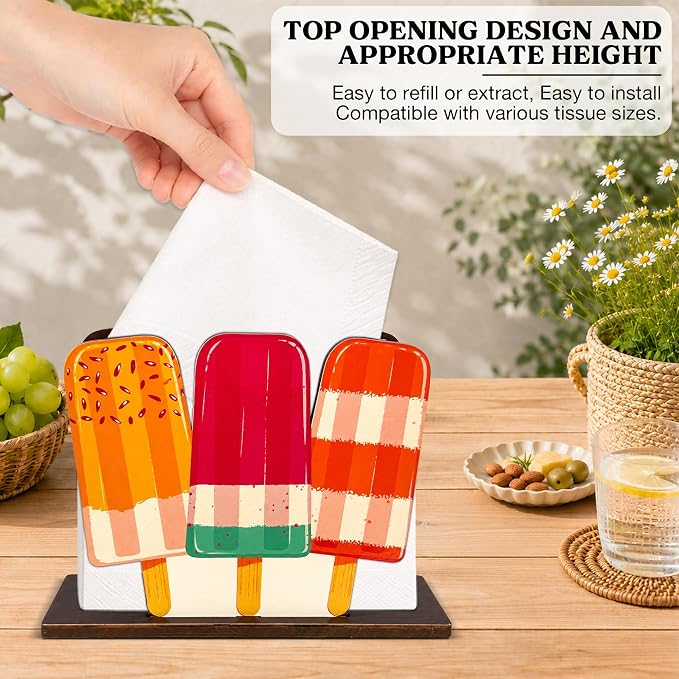 Ice Cream Decor Wood Napkin Holder - Image 4