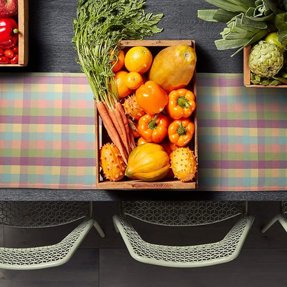 Urban Villa EasterTable RunnerEaster Collection 100% Cotton Fused Table Runner Easter Special Over Sized 14" x72'' Inches Easter Colors Buffalo Check Table Runner Heavier Quality Table Runner