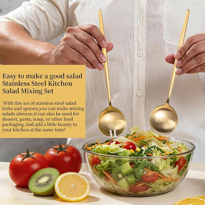 O.C.E. Salad Server, Premium Stainless Steel Spoon and Fork Set, 10.3 inch - Image 8