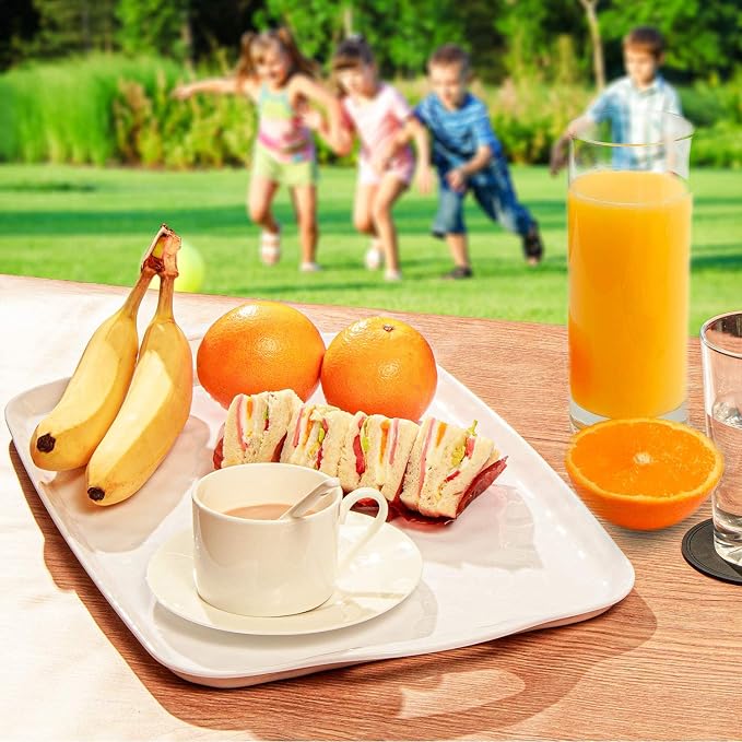 TP Melamine Serving Trays with Handles, 17” x 12”, Pure White | Rectangular - Image 9