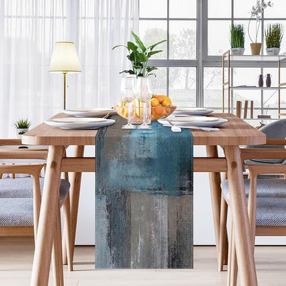 Emvency Table Runner, 13x72 Inch, Abstract Modern Blue | Grey Painting Dining - Image 7