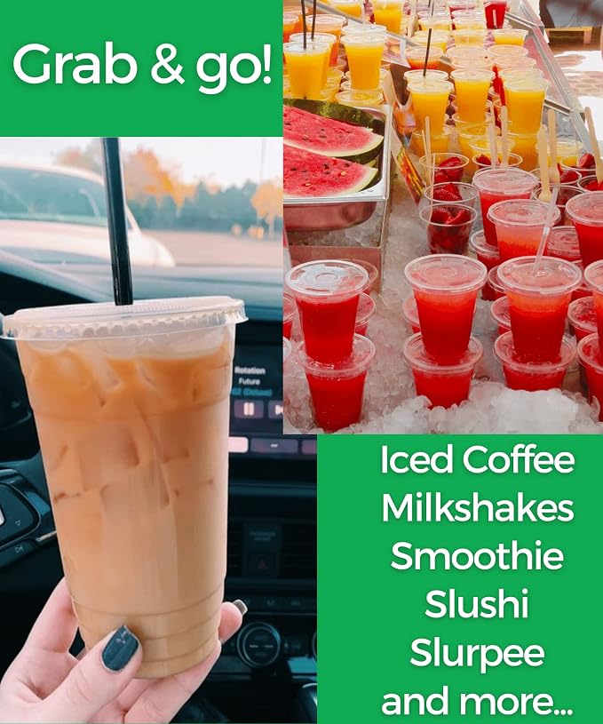 20 oz Clear Plastic Cups with Lids and Straws, Disposable Coffee Cups 25 Sets - Image 4