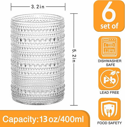Amzcku Vintage Highball Drinking Glass Set of 12 - Kitchen Glasses Cup for Water, Cocktail, Milk, Juice and Beverage