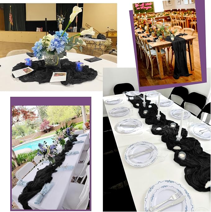 15 Pack Black Table Runner 17 x 108inch Cheesecloth Table Runner Boho Gauze - Image 6