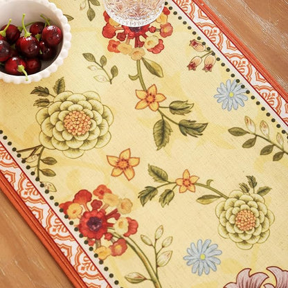 bilin gaier Designer French Linen Extra Long Table Runner, Floral Pattern - Image 7