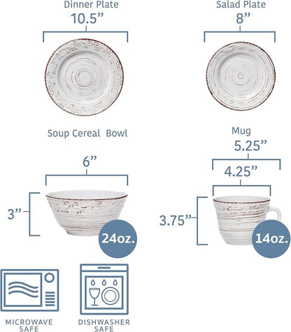 Pfaltzgraff Trellis White 16-Piece Stoneware Dinnerware Set, Service - Image 3