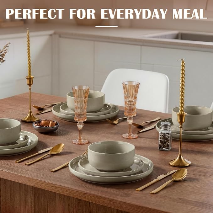 E-far Cereal Bowls Set of 4, 27oz Ceramic Deep Soup Bowls - Image 5