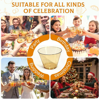 Glowserve 9 OZ Gold Disposable Plastic Cups Cocktail Cup 50 Pack | Fancy - Image 5