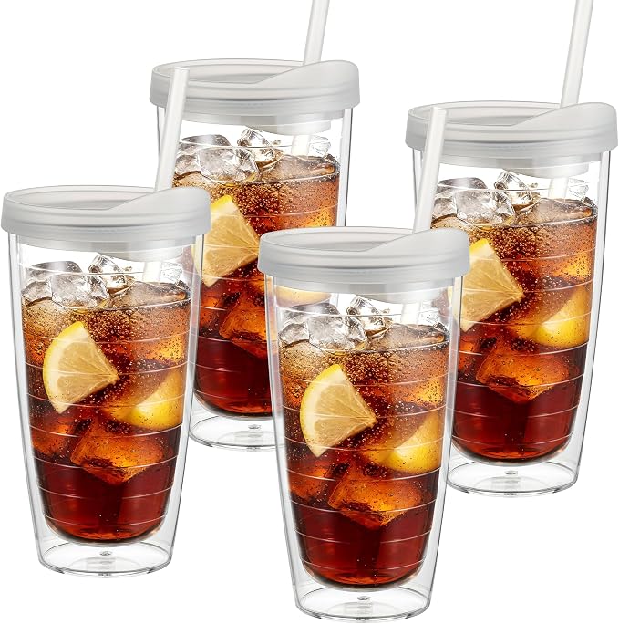 KX-WARE 20 Ounce Double Walled Colorful Tabletop Insulated Plastic Tumbler Cup by KX-WARE