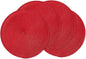 AHHFSMEI Round Braided Placemats 15 Inch Round Table Mats for Dining Tables Natural Woven Heat Resistant Place mats Set of 4 (red,4)