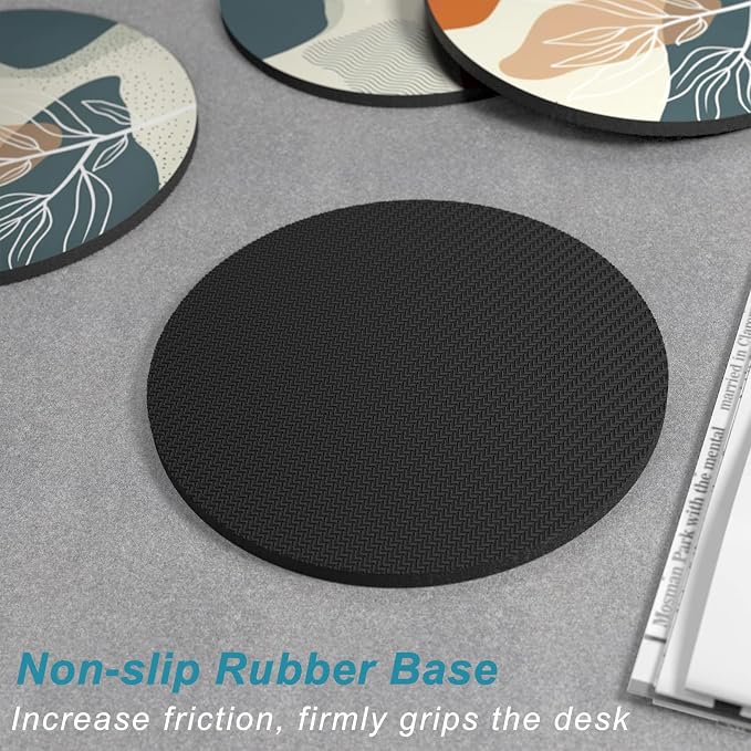 Coasters for Drinks, Kitchen Home Decor Housewarming Gift, Round 4 in - Image 5
