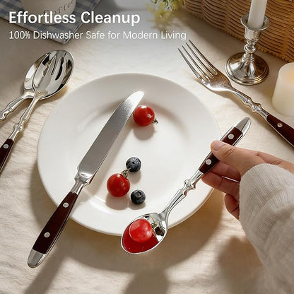 Silverware Set for 4 Classic 20 Piece Flatware Set Elegant 18/10 Stainless Steel Western Cutlery Delicate Utensils for Home Dishwasher Safe Mirror Polished