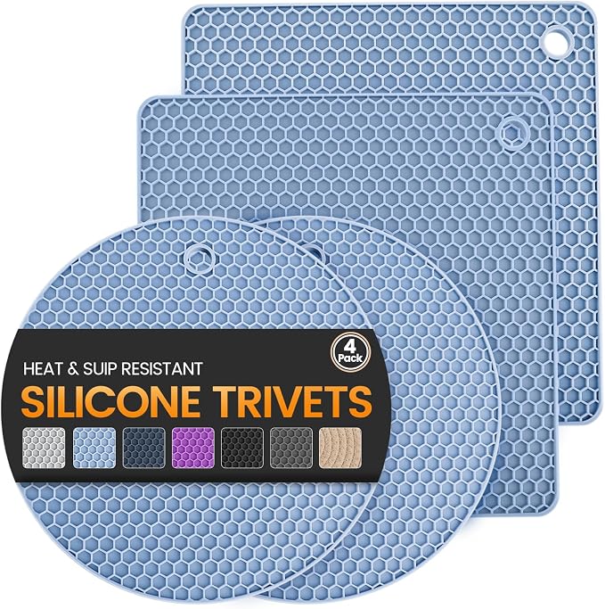 Silicone Trivet Mats 4 Heat Resistant Pot Holders Multipurpose Non-Slip Hot Pads by Unknown