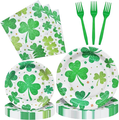 96 Pieces St. Patrick's Day Shamrock Tableware Party Supplies by GistomeHome