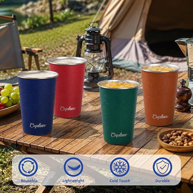 16 oz Stainless Steel Cups, Metal Drinking Glasses - Image 7
