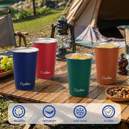 16 oz Stainless Steel Cups, Metal Drinking Glasses - Image 7