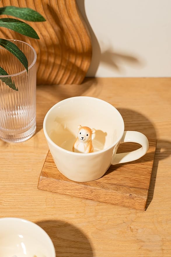 DIHOclub Bear Ceramic Cup Hidden 3D Animal Inside Mug, Cute Cartoon Handmade - Image 3