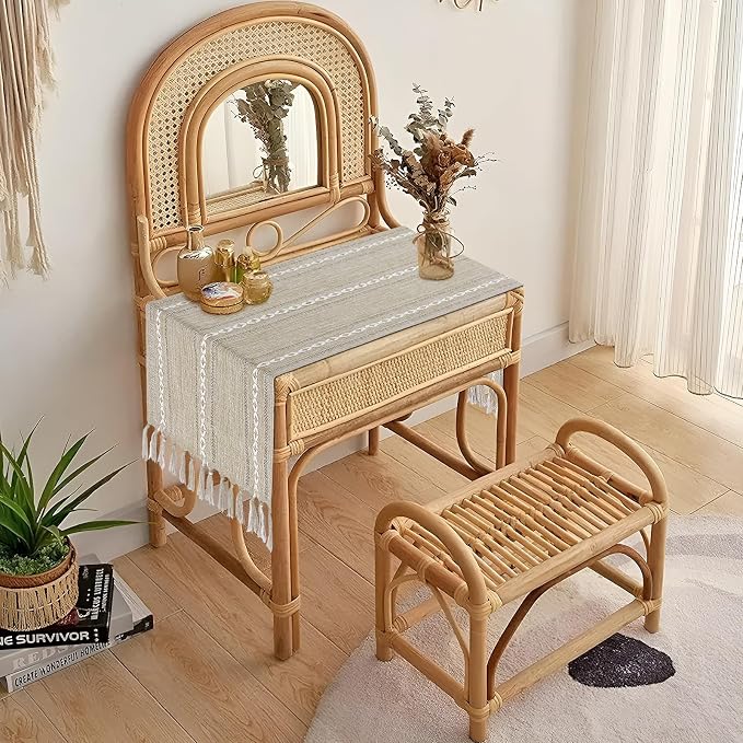 Bedside Table Runner 15.7 x 36 inches, Rustic Linen Small Coffee Table Cover - Image 7