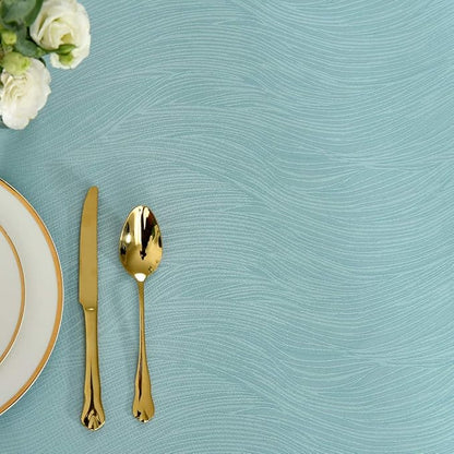 maxmill Jacquard Tablecloth Swirl Design Water Resistance Antiwrinkle Spillproof Heavy Weight Soft Table Cloth for Buffet Banquet Parties Event Holiday Dinner Rectangle 60 x 84 Inch Turquoise