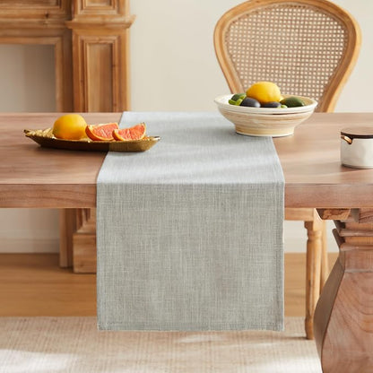 Rustic Cotton Linen Table Runner, 13x90 Inches Light Grey | Farmhouse Style - Image 4