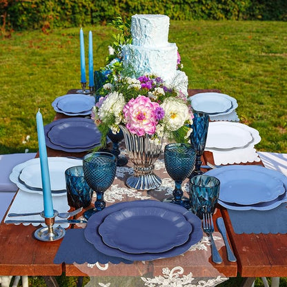 NatNarr Dusty Blue Party Plates And Napkins Set, 24 Guests, 4-Tone Gradient Blue - Image 5