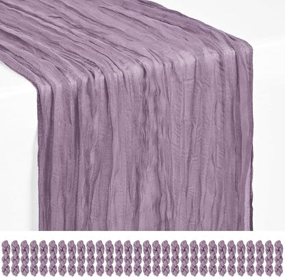 Showgeous 30 Pack Purple Cheesecloth Table Runner, 17 x 108 Inches | Boho by Showgeous