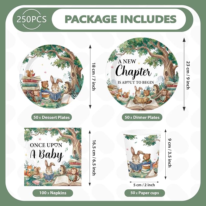 250Pcs Storybook Baby Shower Party Supplies - Image 2