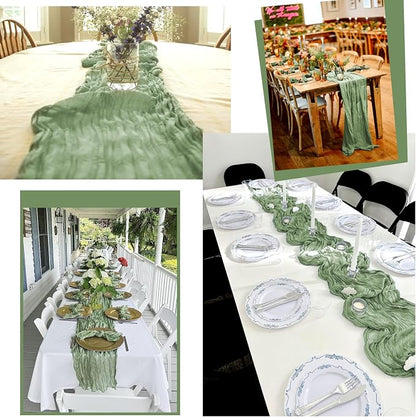 25 Pack Sage Green Table Runner 17 x 108inch Cheesecloth Table Runner Boho - Image 7