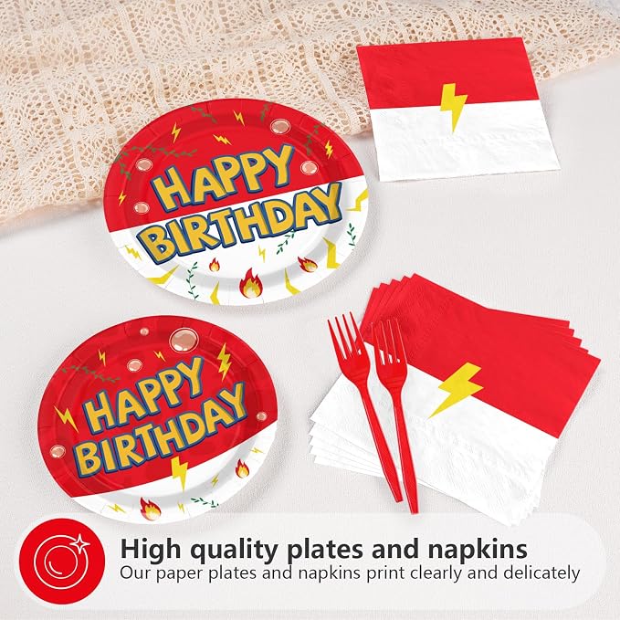 Grencian 200Pcs Cartoon Anime Happy Birthday Party Supplies, Serves 50 | - Image 3