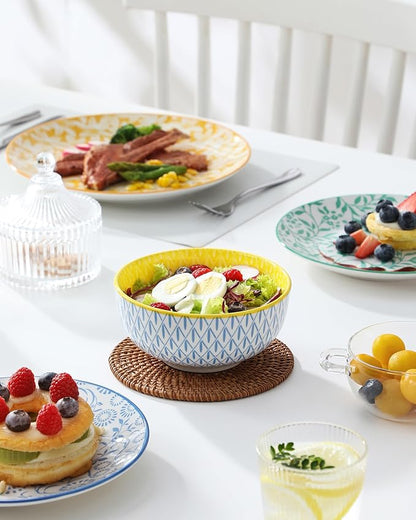 vancasso SELENE Plates and Bowls Set for 4, 12 Pieces Dinnerware Sets, Mircowave and Dishwasher Safe Dishes Set, Porcelain Pastel Dinnerware