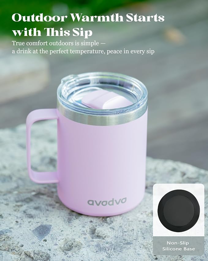 12oz Insulated Coffee Mug with Lid – Includes Two Lids, Stainless Steel Coffee - Image 6