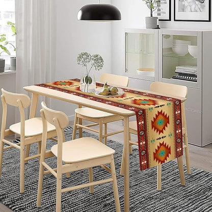 Aztec Southwest Table Runner, Ethnic Style Geometric Triditional Kitchen Table - Image 3
