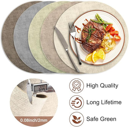 Round Faux Leather Placemats and Coasters, Reversible Heat Resistant Non-Slip - Image 5