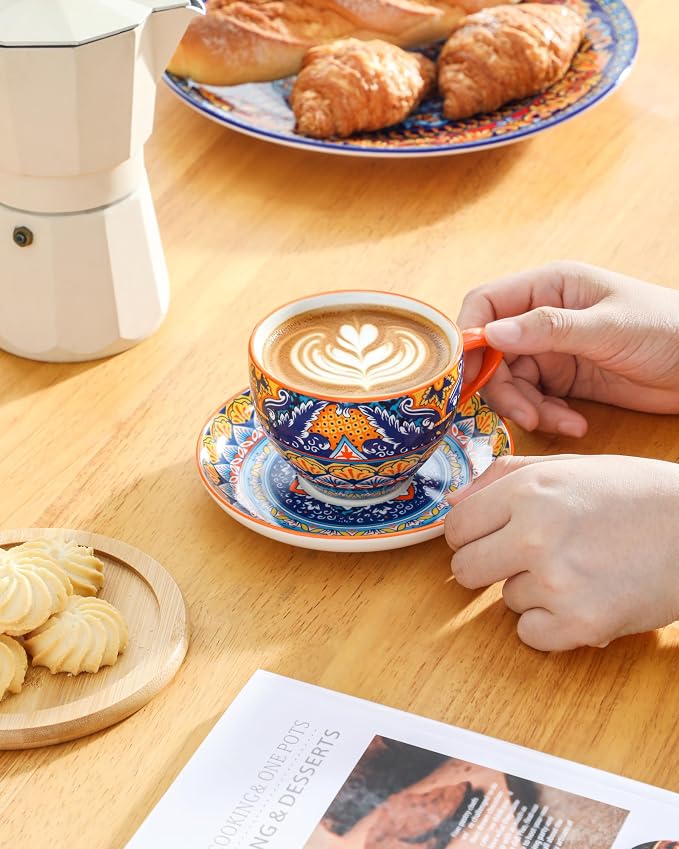 vancasso 8oz Porcelain Cappuccino Cups - Image 2