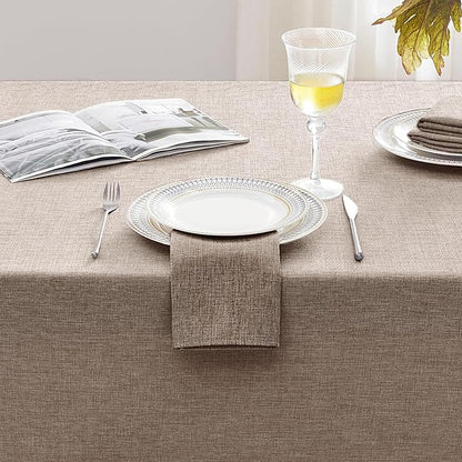 Softalker Small Rectangular Tablecloths 70x52 Inch Brown Linen Textured Outdoor Table Cloth Stain and Wrinkle Resistant Table Cover for Spring,Easter,Summer,Party,Garden,Coffee Modern Decor Tabletop