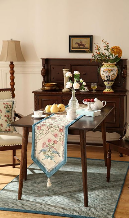 Patdrea Designer Elegant Velvet Table Runner, Colorful Floral Pattern, - Image 8