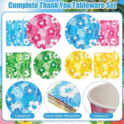 450 Pcs Hawaiian Luau Tableware Set Decorations, Serves 50 | Aloha Tropical - Image 3