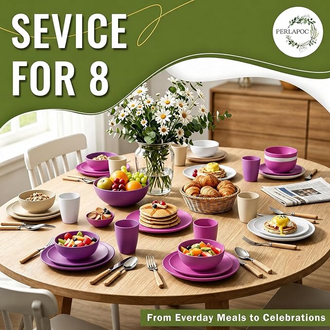 Wheat Straw Dinnerware Sets 40 PCS Bowl and Plate Sets - Image 7