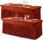 Wish Care 2 Pack Rust Spandex Table Clothes for 4 Foot Rectangle Tables, 4FT Wrinkle Free Fitted Tablecloths Ruffles Design Table Cloth for Party, Banquet, Wedding and Events