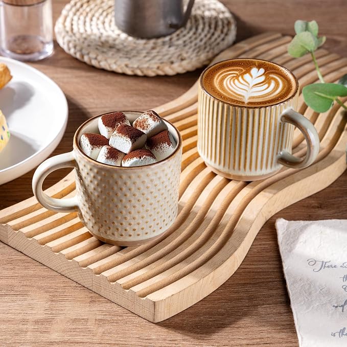 GBhome 8 OZ Stackable Coffee Mugs Set of 4, Ceramic Coffee Cups Set | 4 - Image 6