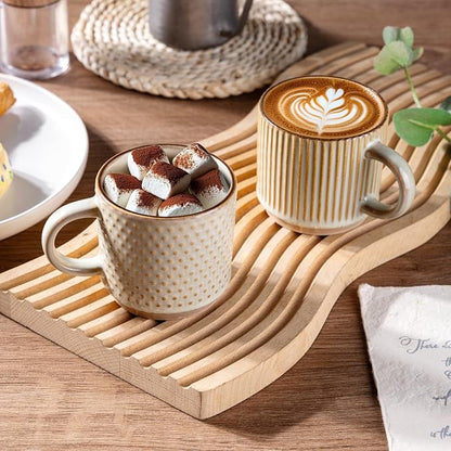 GBhome 8 OZ Stackable Coffee Mugs Set of 4, Ceramic Coffee Cups Set | 4 - Image 6