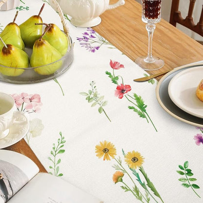 Bonhause Spring Floral Table Runner 13x90 Inch Purple Pink Wildflower Leaves - Image 4