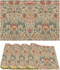 William Morris Placemat Set, Beige Blue Pink Retro Rustic Art Exotic Ethnic Lotus Floral Seamless Pattern Home Decor Linen Table Mats for Dining Room Kitchen Party (17x12in) x4P