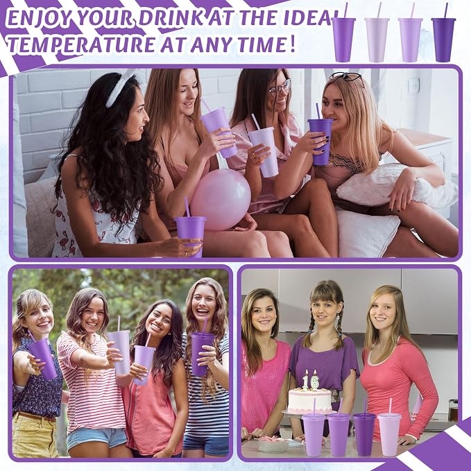 Skylety 12 Pcs Purple Plastic Cups - Image 6