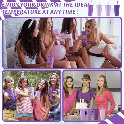 Skylety 12 Pcs Purple Plastic Cups - Image 6