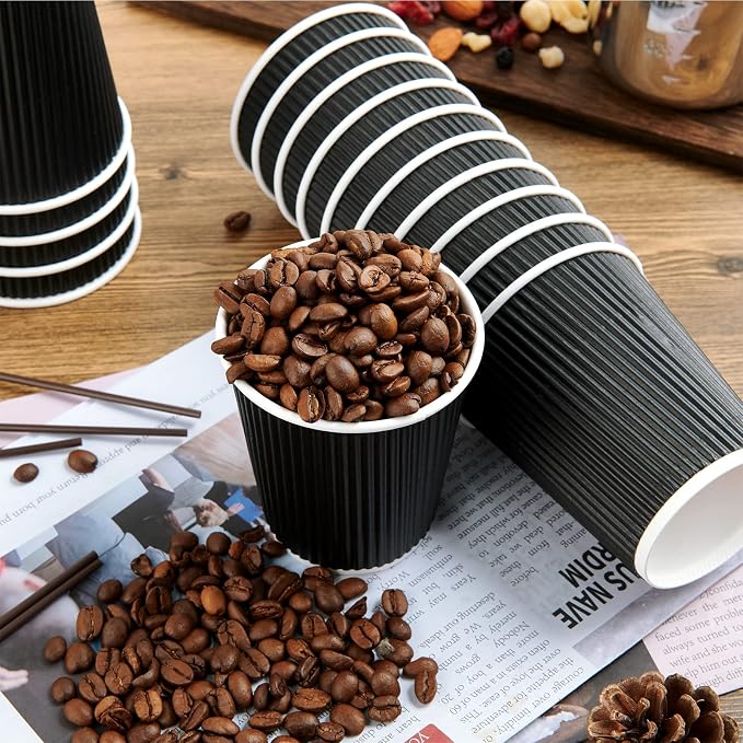 JollyPack Disposable Paper Coffee Cups, 8 oz, 120 Pack, Insulated Ripple Wall - Image 8