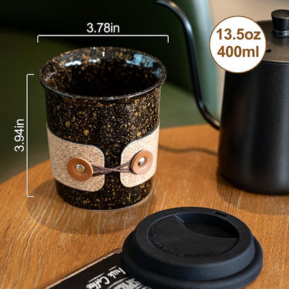 Coffee Travel Cups with Lids Ceramic To Go Coffee Tumbler Tea Mug | Spill Proof - Image 2